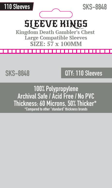 "Kingdom Death Gambler's Chest" Compatible Large Sleeves (57x100mm)